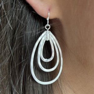 Triple Teardrop Earrings - Silver